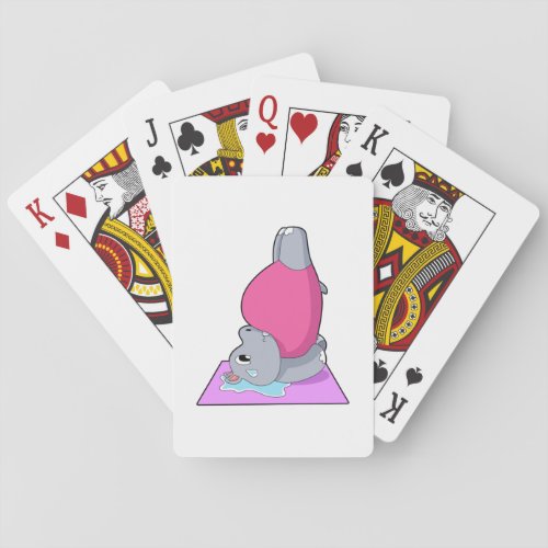 Hippo at Yoga Fitness Playing Cards