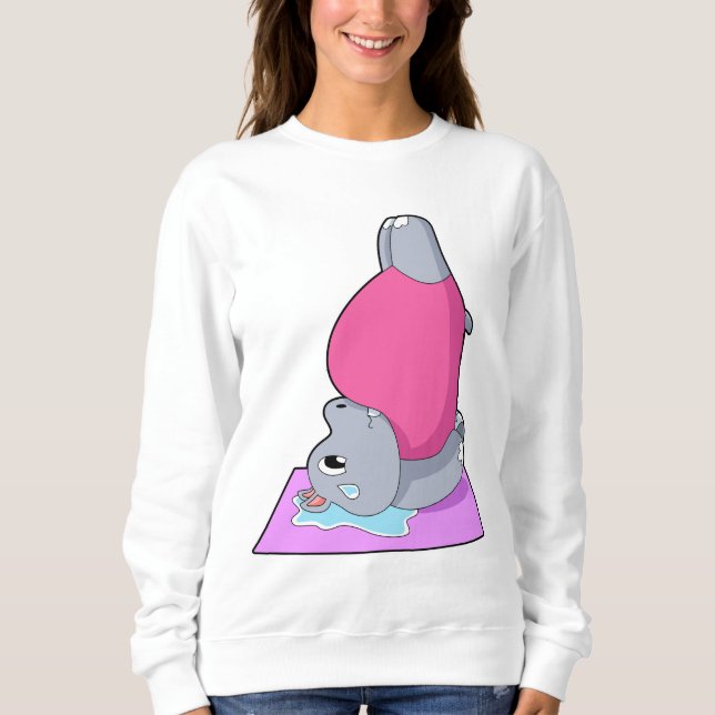 Hippo at Yoga Fitness Sweatshirt (Front)