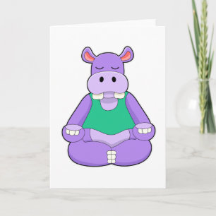 Hippo at Yoga in Sitting Card