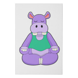 Hippo at Yoga in Sitting Faux Canvas Print