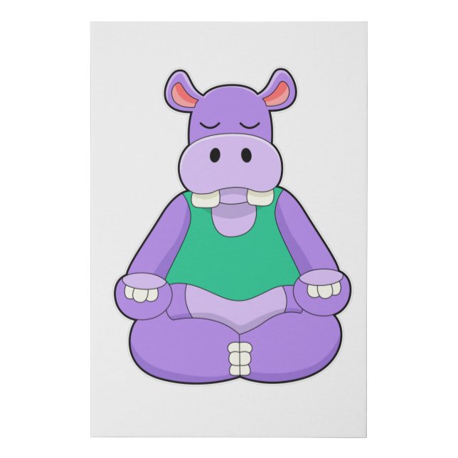 Hippo at Yoga in Sitting Faux Canvas Print (Front)