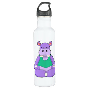 Hippo at Yoga in Sitting Stainless Steel Water Bottle