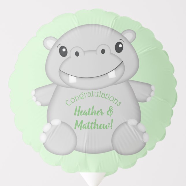 Hippo Baby Shower Balloon (Front)