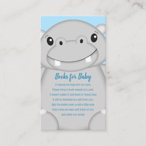 Hippo Baby Shower Blue Enclosure Card