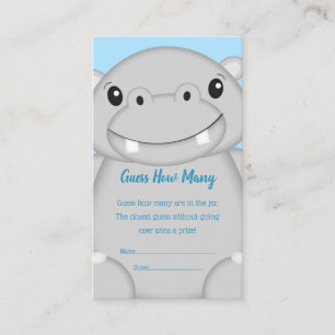Hippo Baby Shower Blue Enclosure Card