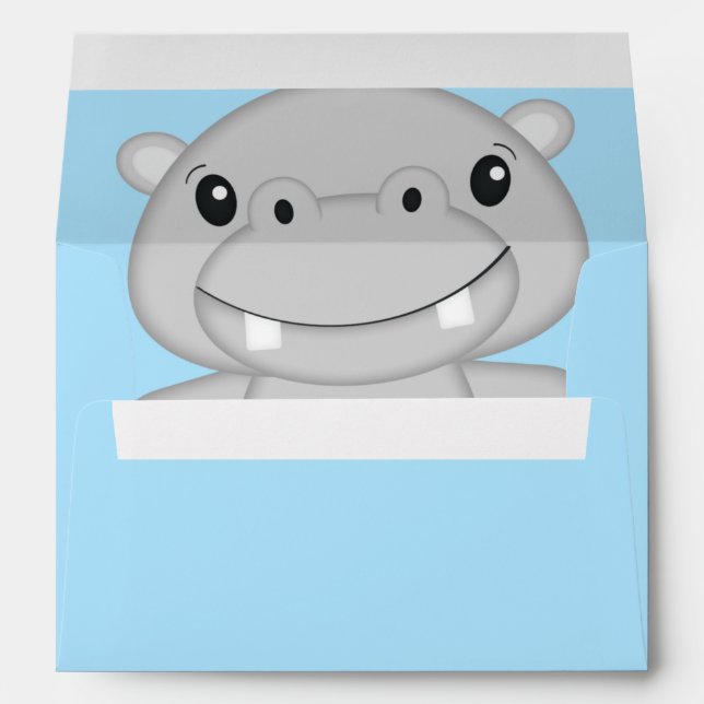Hippo Baby Shower Blue Envelope (Back (Bottom))