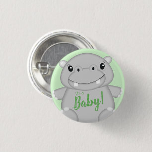 Hippo Baby Shower Button
