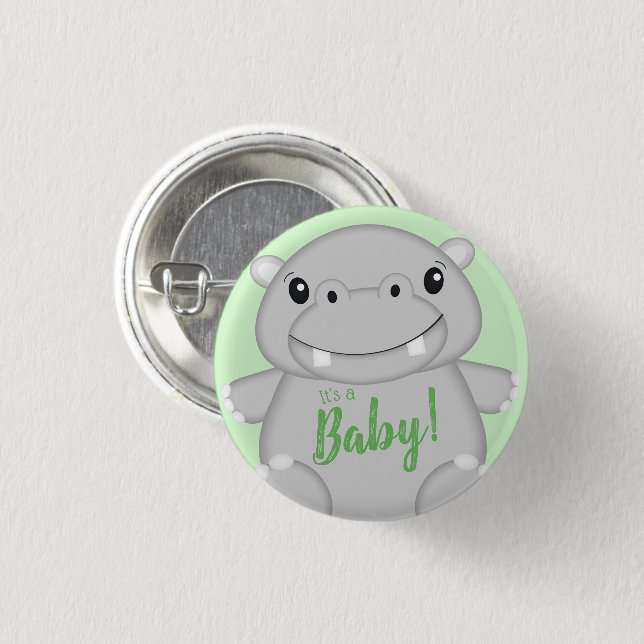 Hippo Baby Shower Button (Front & Back)