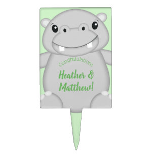 Hippo Baby Shower Cake Topper