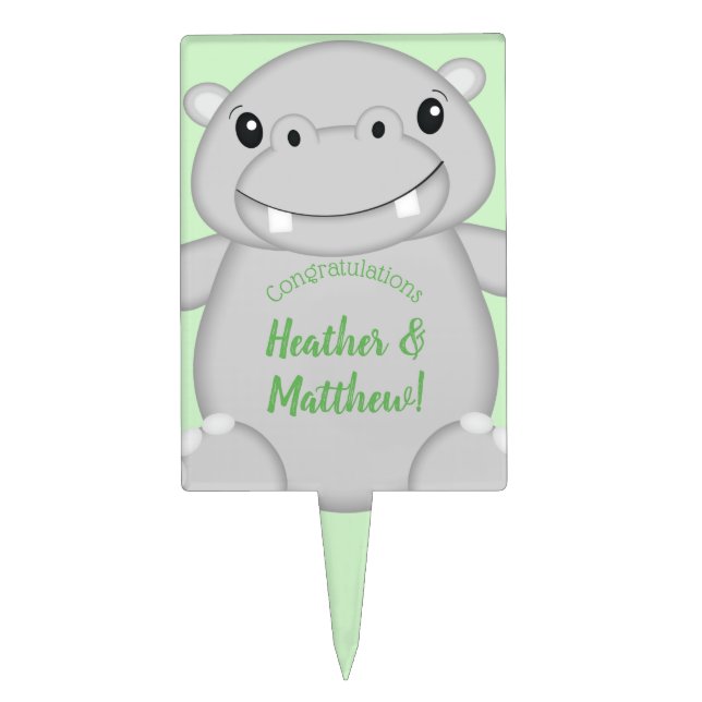 Hippo Baby Shower Cake Topper (Front)