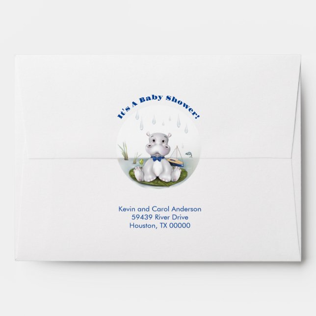 Hippo Baby Shower Envelope (Back (Top Flap))