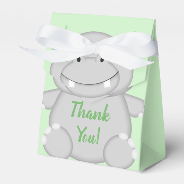Hippo Baby Shower Favor Boxes (Front Side)
