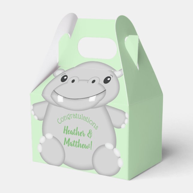 Hippo Baby Shower Favor Boxes (Front Side)