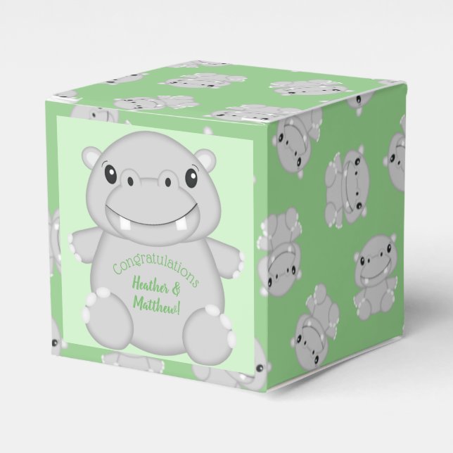 Hippo Baby Shower Favor Boxes (Front Side)
