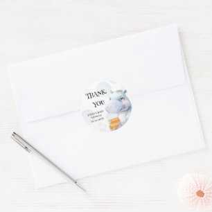 Hippo Baby Shower Favor  Classic Round Sticker