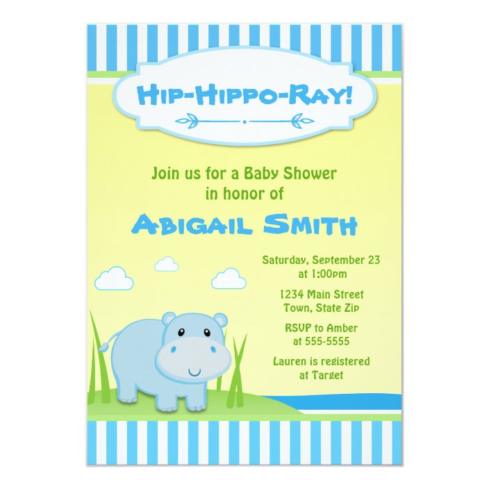 hippo baby shower invitations