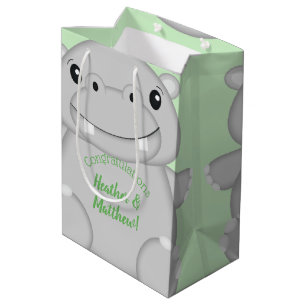 Hippo Baby Shower Medium Gift Bag
