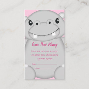 Hippo Baby Shower Pink Enclosure Card