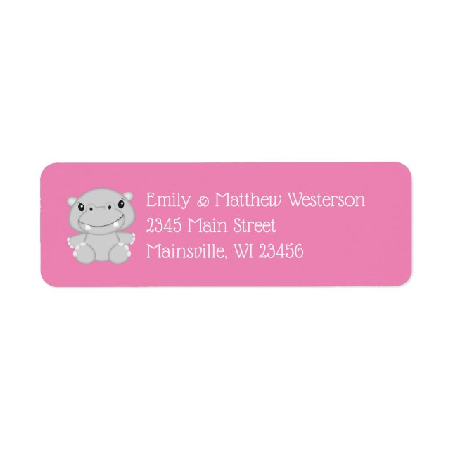 Hippo Baby Shower Pink Label (Front)