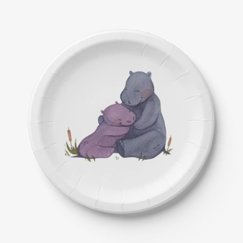 Hippo Babyshower paper plates