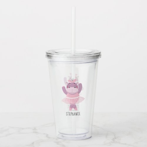 Hippo Ballerina Acrylic Tumbler