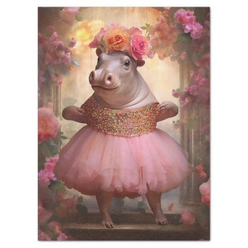 Hippo Ballerina Decoupage Tissue Paper