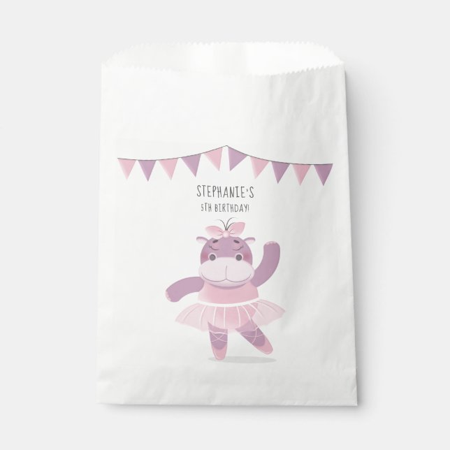 Hippo Ballerina Favor Bag (Front)