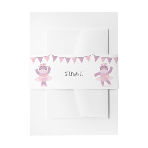 Hippo Ballerina Invitation Belly Band