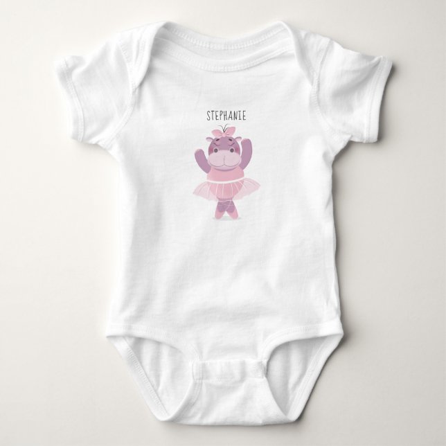 Hippo Ballerina Nursery Baby Bodysuit (Front)