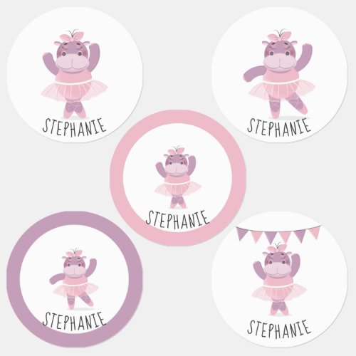 Hippo Ballerina Nursery Kids Labels