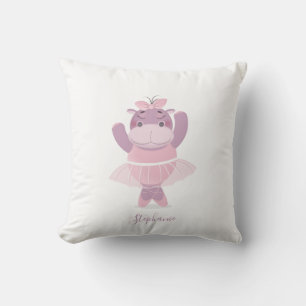 Hippo Ballerina Nursery Throw Pillow