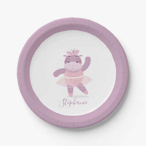 Hippo Ballerina Paper Plate