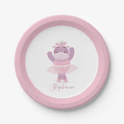 Hippo Ballerina Paper Plates