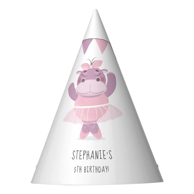 Hippo Ballerina Party Hat (Front)