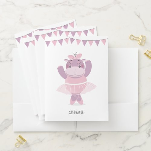 Hippo Ballerina Pocket Folder