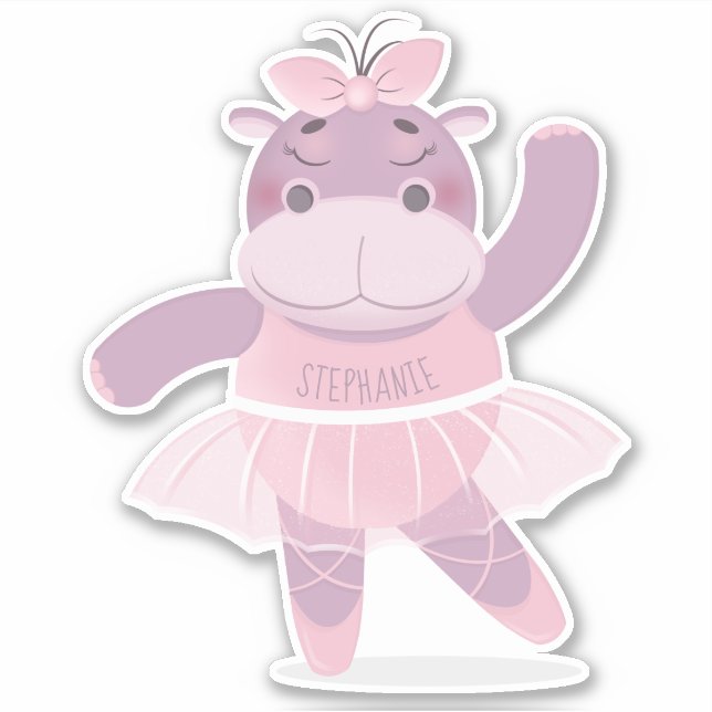 Hippo Ballerina Sticker (Front)