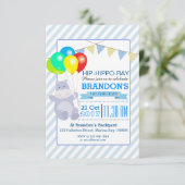 Hippo Balloons Adventure 1st Birthday Bash Invitation (Standing Front)