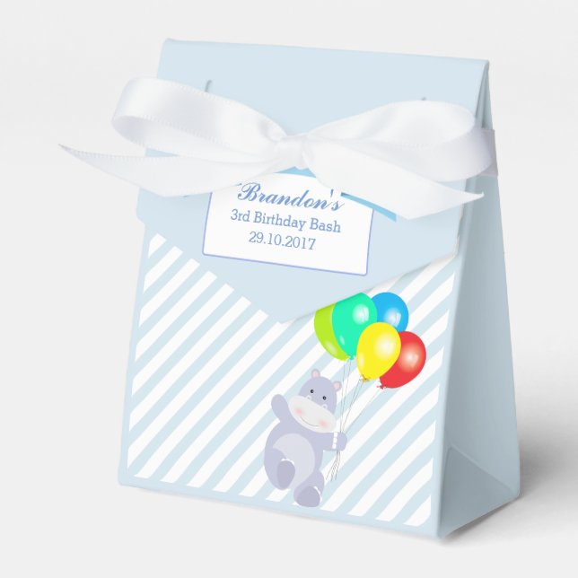 Hippo Balloons Adventure Birthday Party Favor Favor Boxes (Front Side)