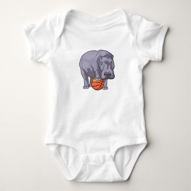 Hippo Basketball player Basketball Baby Bodysuit (Front)