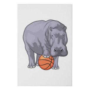 Hippo Basketball player Basketball Faux Canvas Print