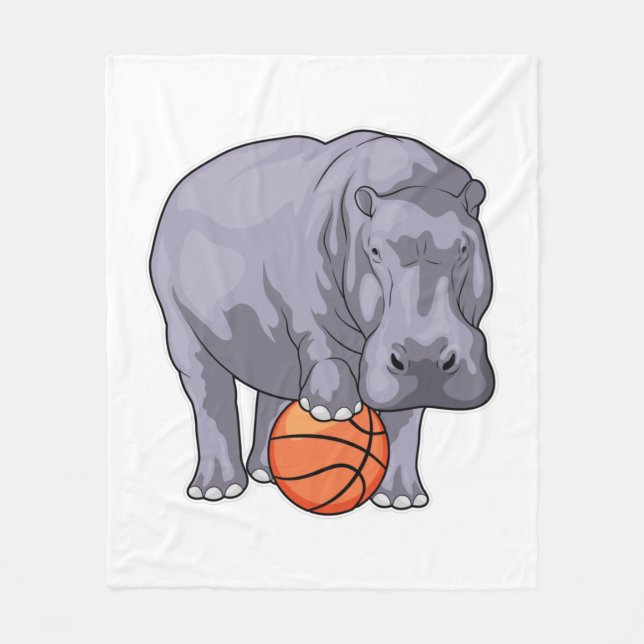 Hippo Basketball player Basketball Fleece Blanket (Front)