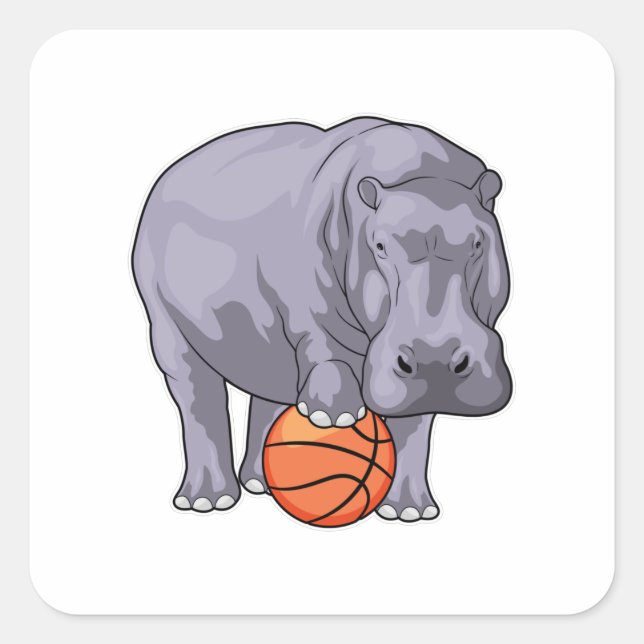 Hippo Basketball player Basketball Square Sticker (Front)