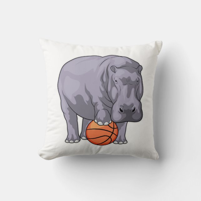 Hippo Basketball player Basketball Throw Pillow (Front)