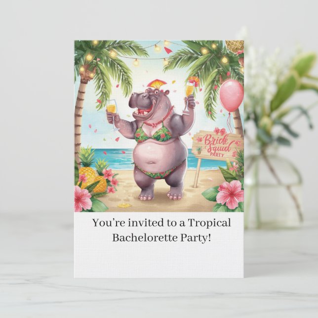 Hippo Bikini Bachelorette Party Invitation (Standing Front)