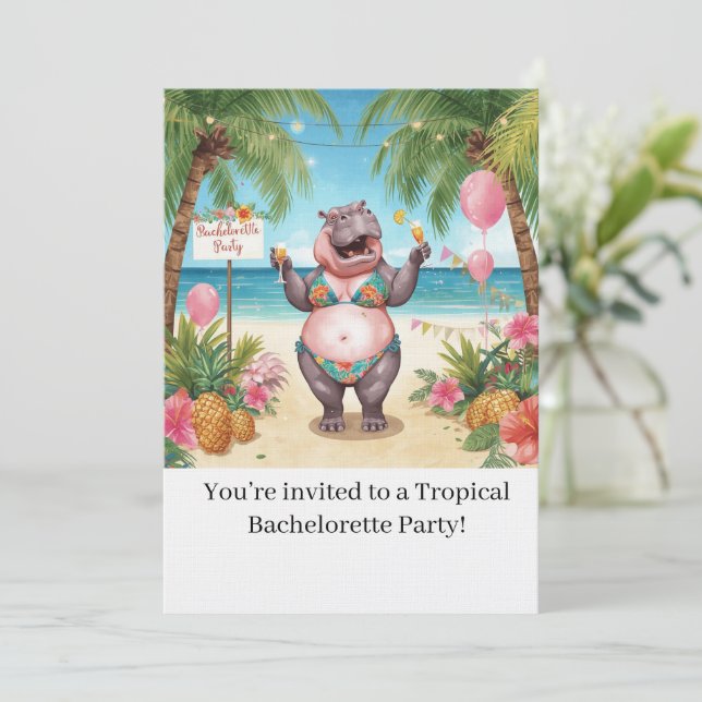 Hippo Bikini Bachelorette Party Invitation (Standing Front)