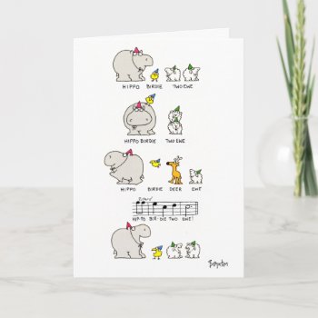 Hippo Birdie Card by SandraBoynton at Zazzle