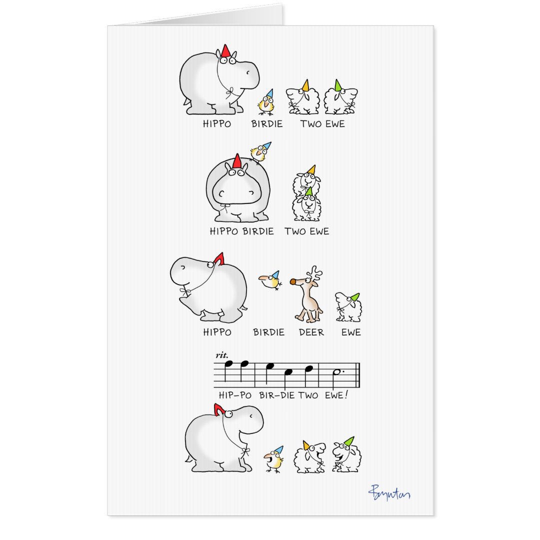 HIPPO BIRDIE TWO EWE jumbocard by Sandra Boynton Card Zazzle