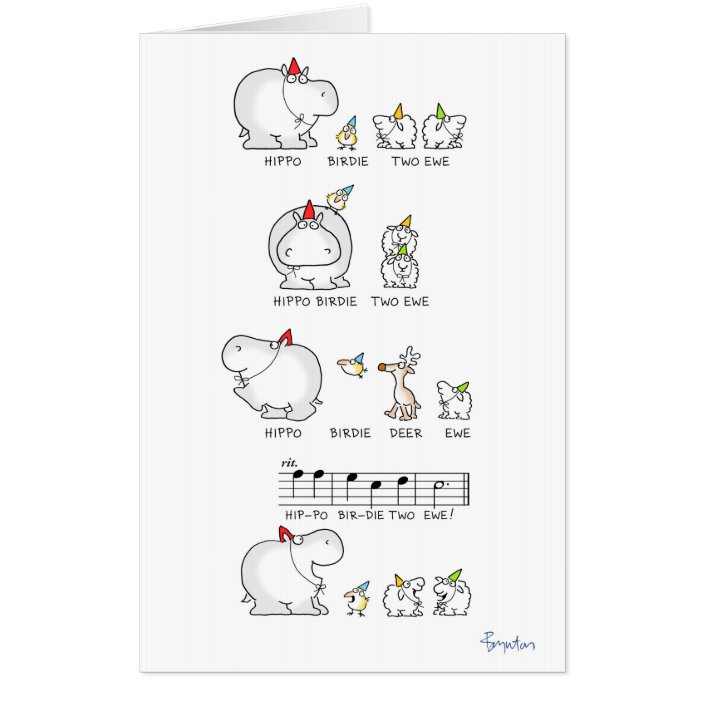 HIPPO BIRDIE TWO EWE jumbocard by Sandra Boynton Card Zazzle