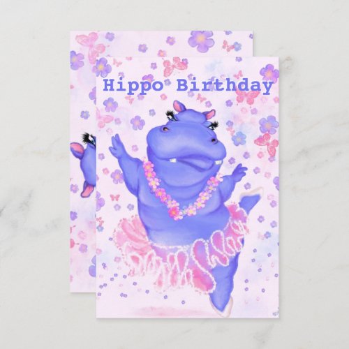 Hippo Birthday Card Ballerina Hippo Ballet Dancer