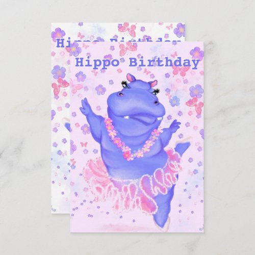 Hippo Birthday Card Ballerina Hippo _ Your Name
